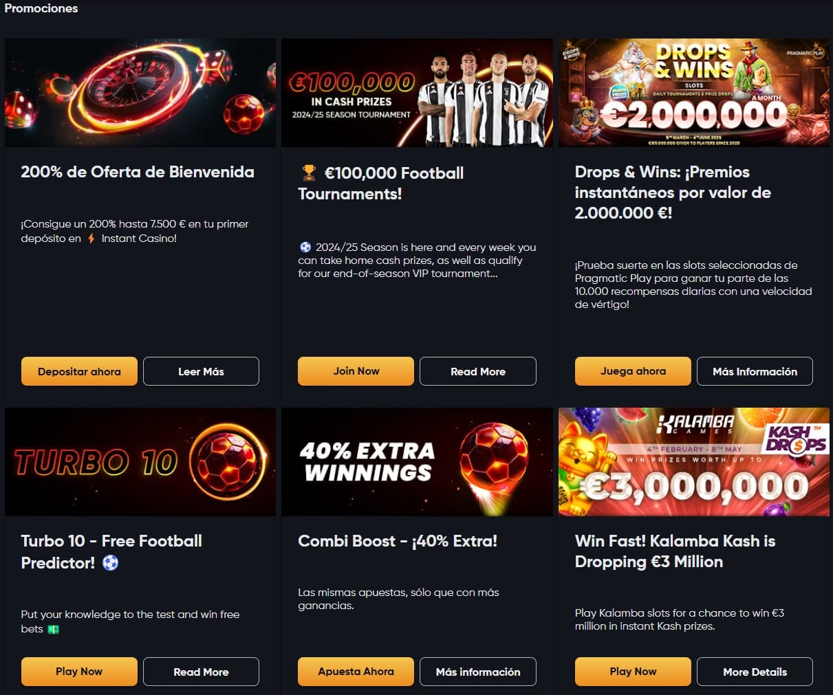 Imagen sobre bonos en Instant Casino