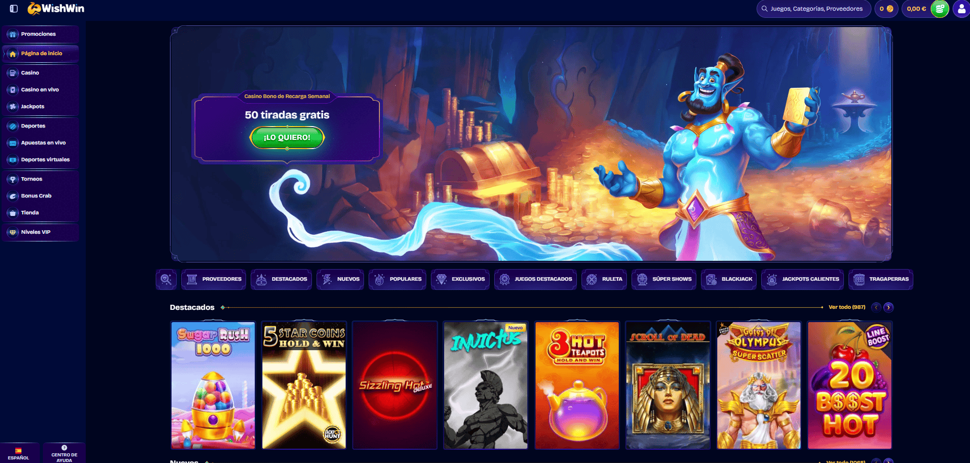 WishWin homepage