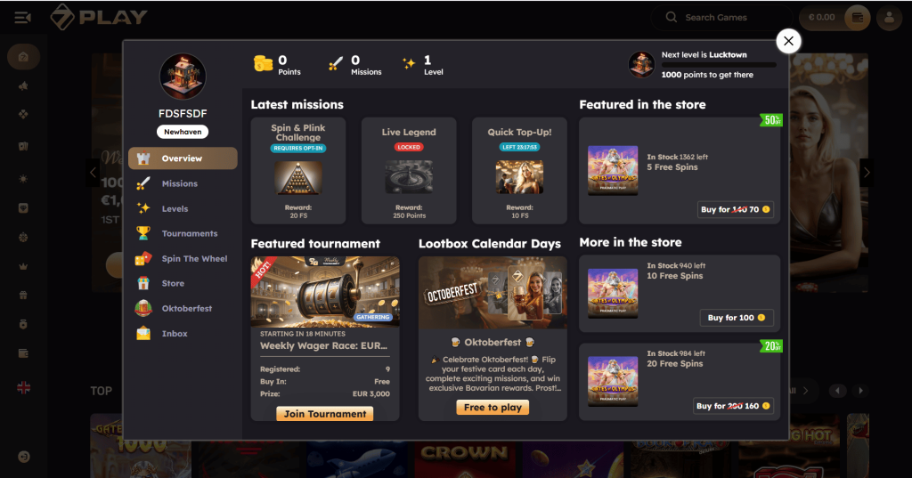 SevenPlay casino missions